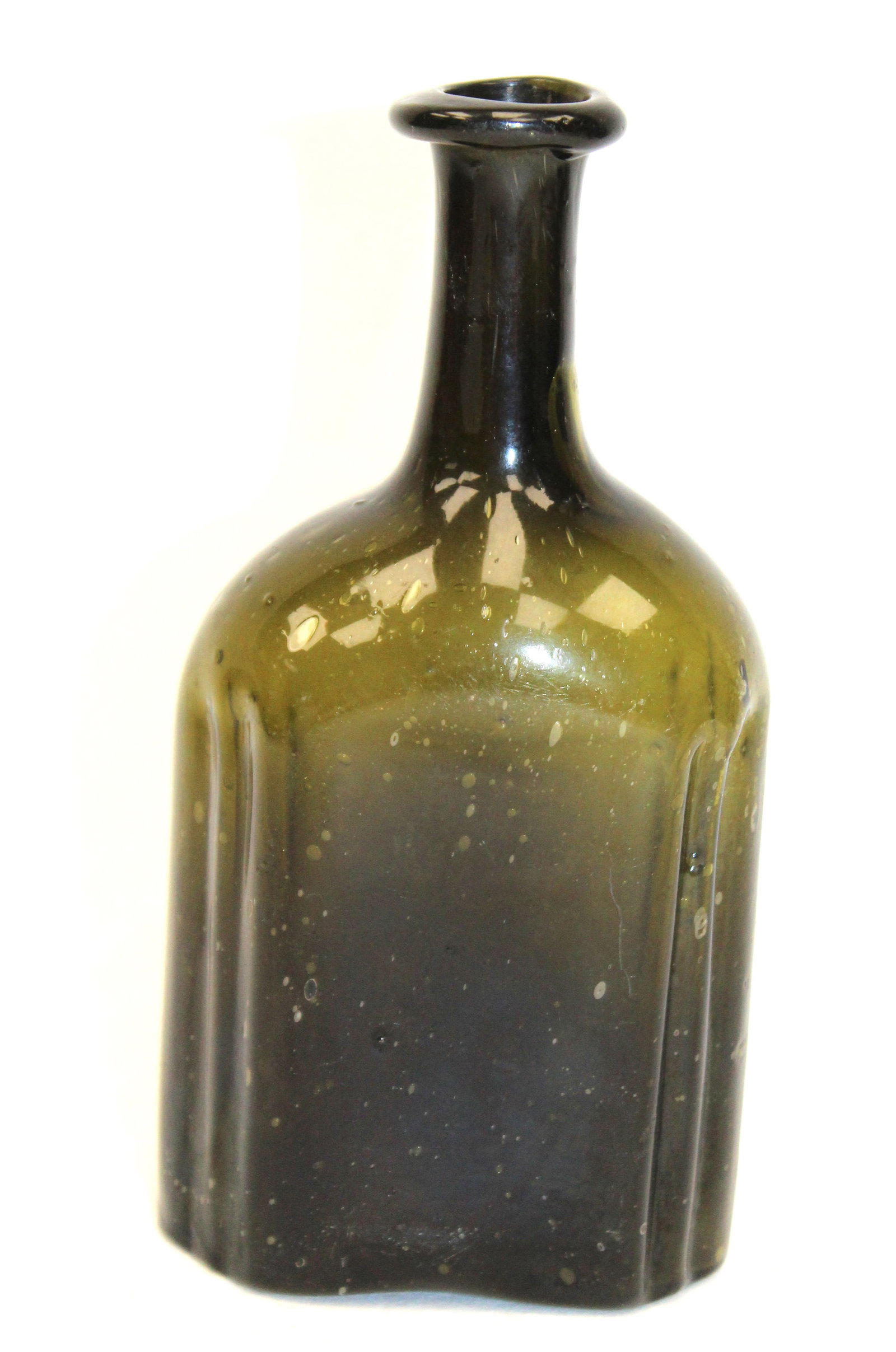 Early green glass bottle - 5 1/2" tall