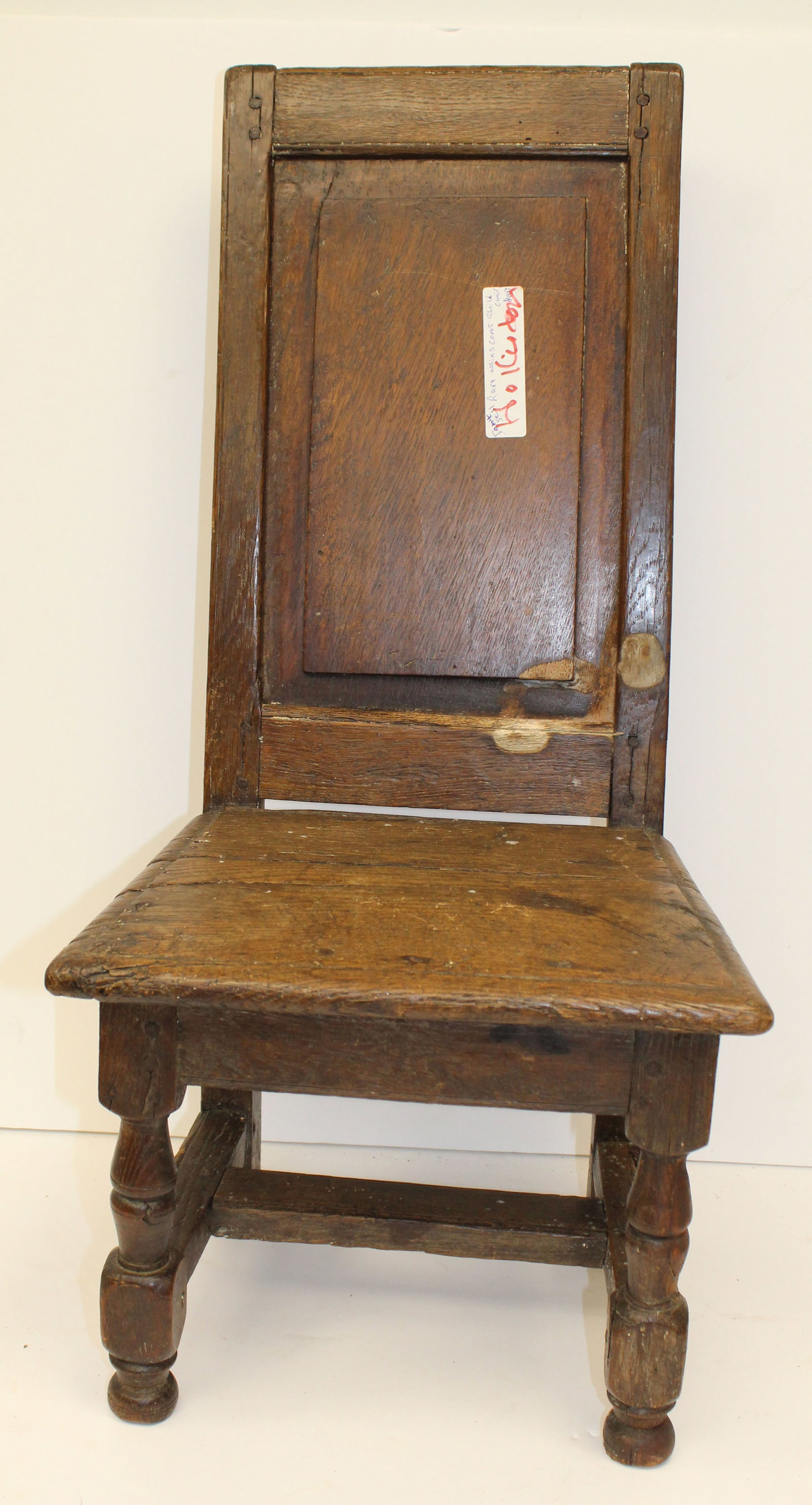 18thC child size Wainscot chair - 28 1/2" tall x 11 1/2"x11"