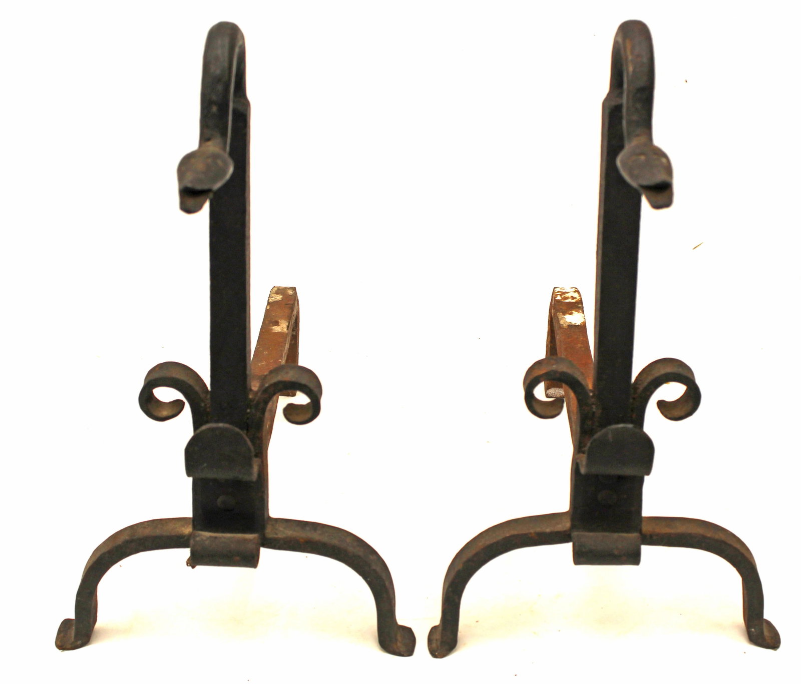 Pair of iron snake form andirons - (1 of 10)