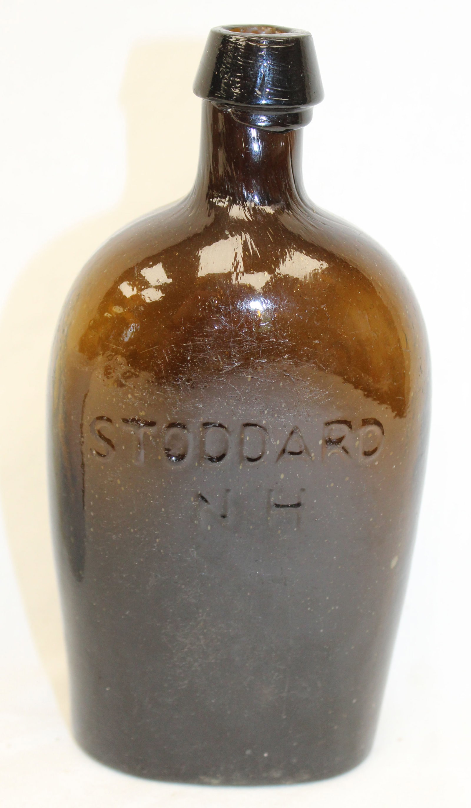 Early amber glass Stoddard flask - 7 1/4" tall (1 of 8)