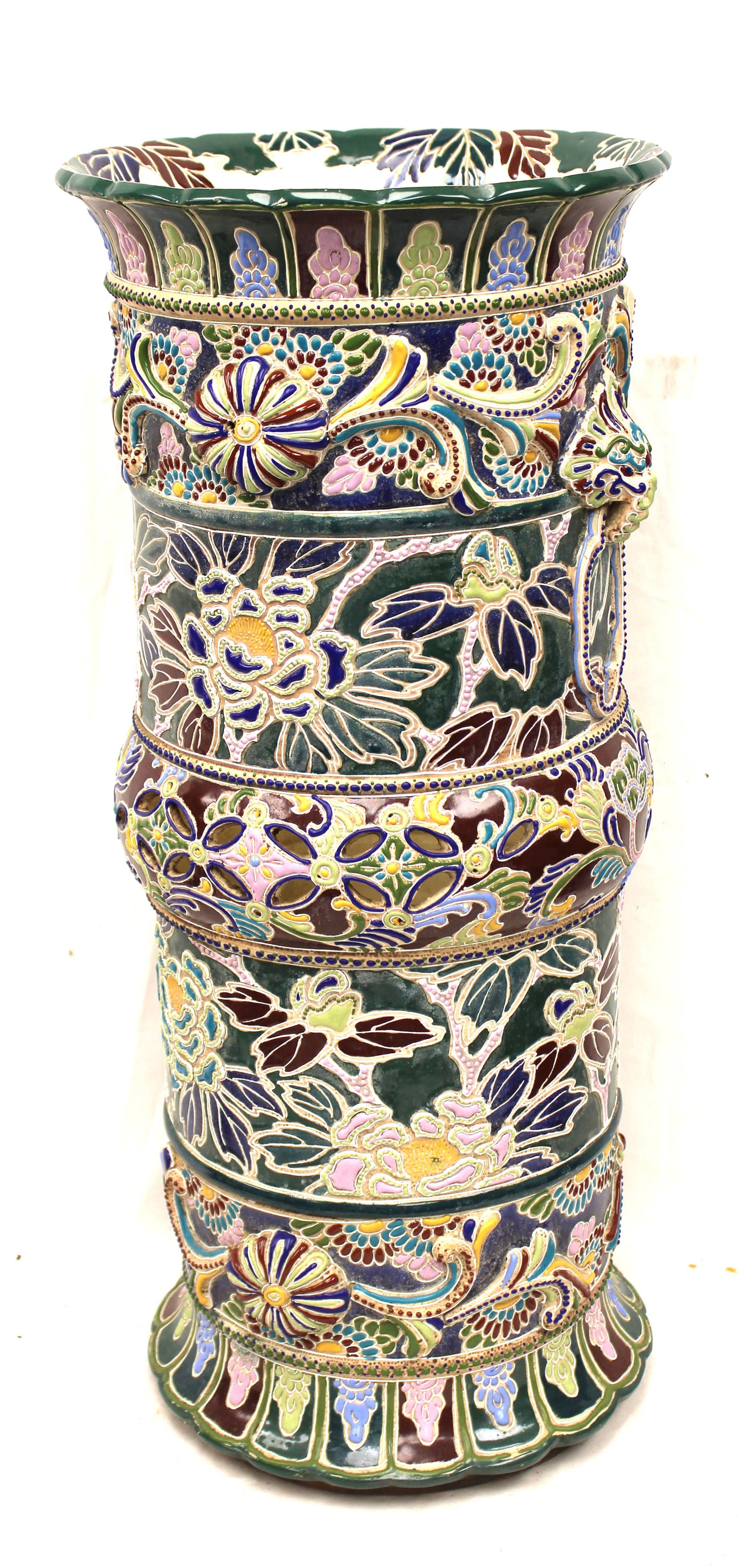 Asian Moriaga porcelain umbrella stand - 25" tall x 11" diam (1 of 9)