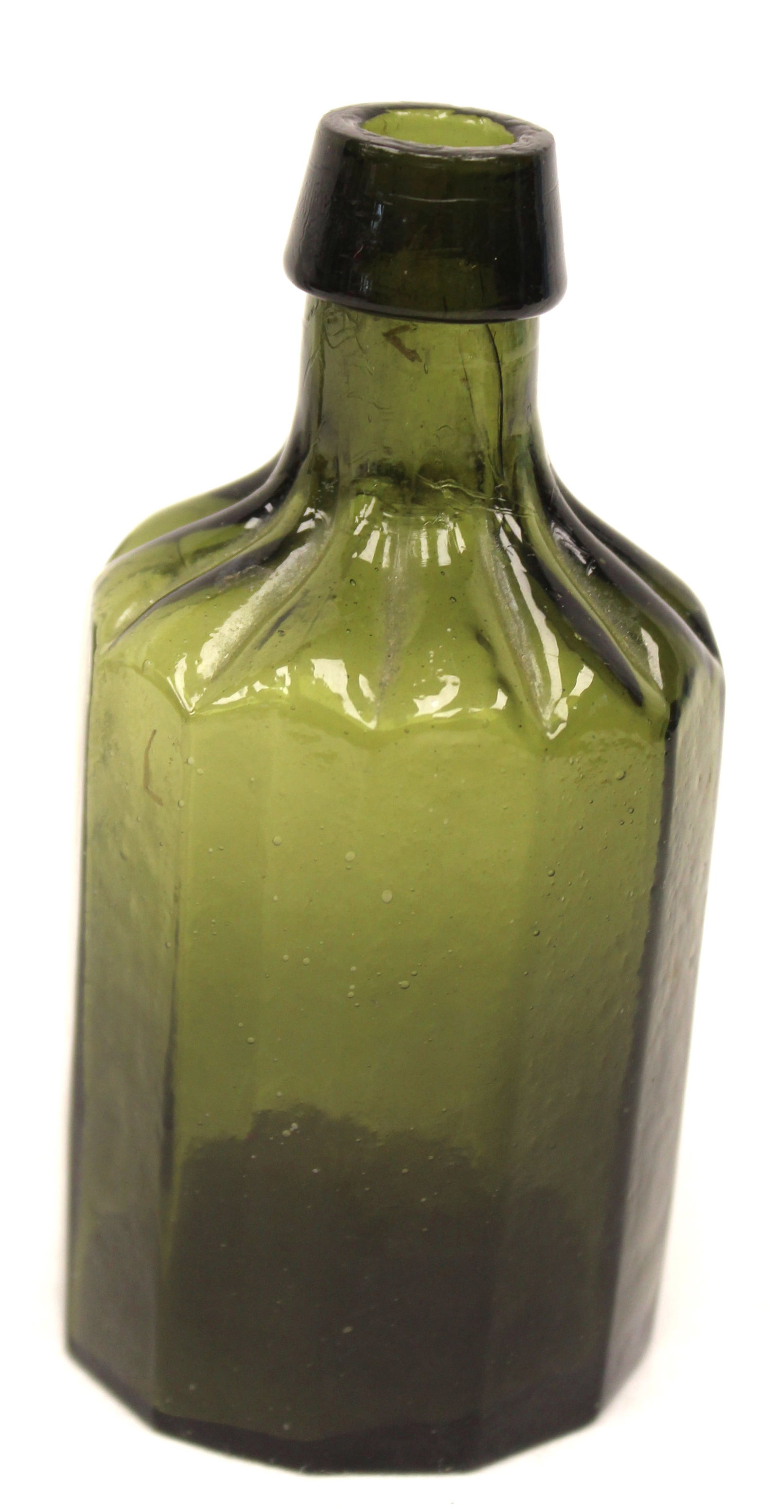 Early green glass jar - 4 1/2" tall (1 of 6)