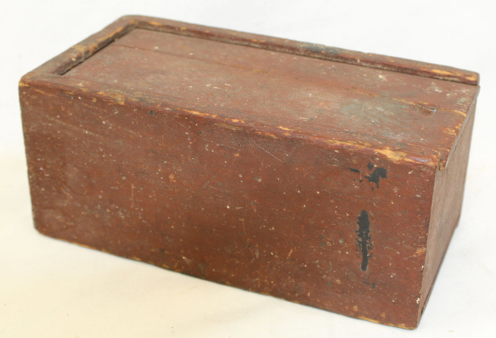 Antique double slide top box in red paint (1 of 5)