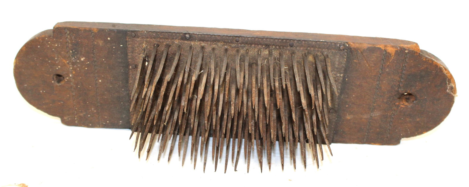 Antique carved wood & iron hatchel - 15 1/2"x4" (1 of 8)