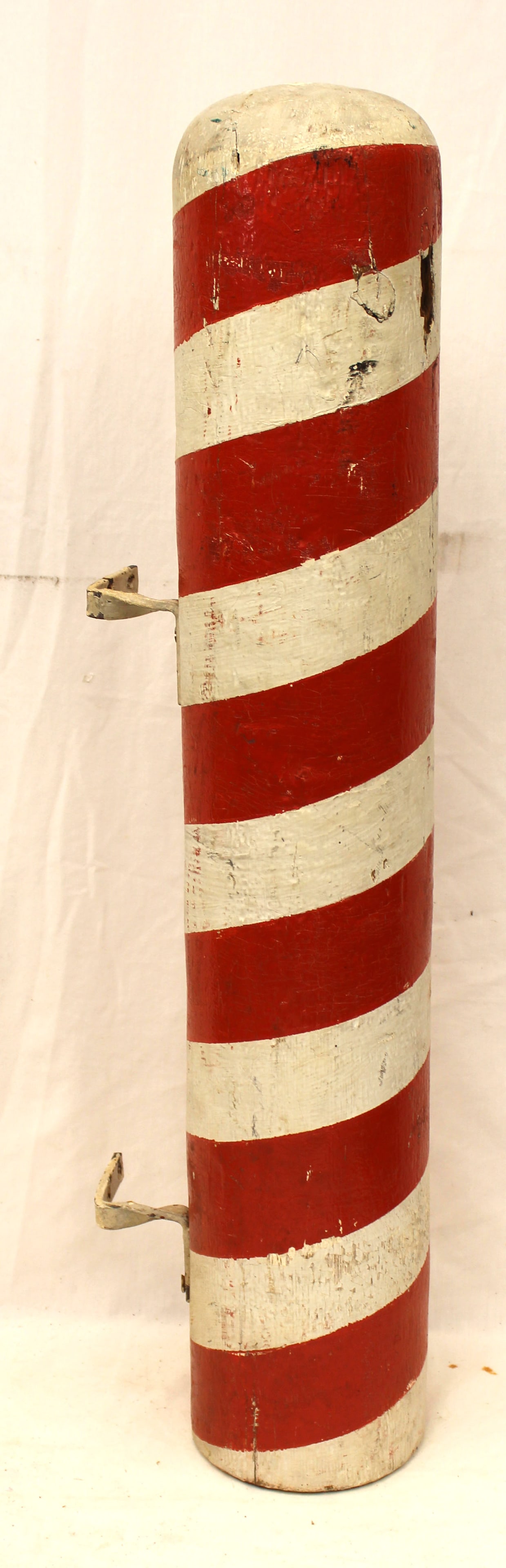 Antique wooden painted barber pole w iron hanging brackets - 30 1/2" tall (1 of 5)
