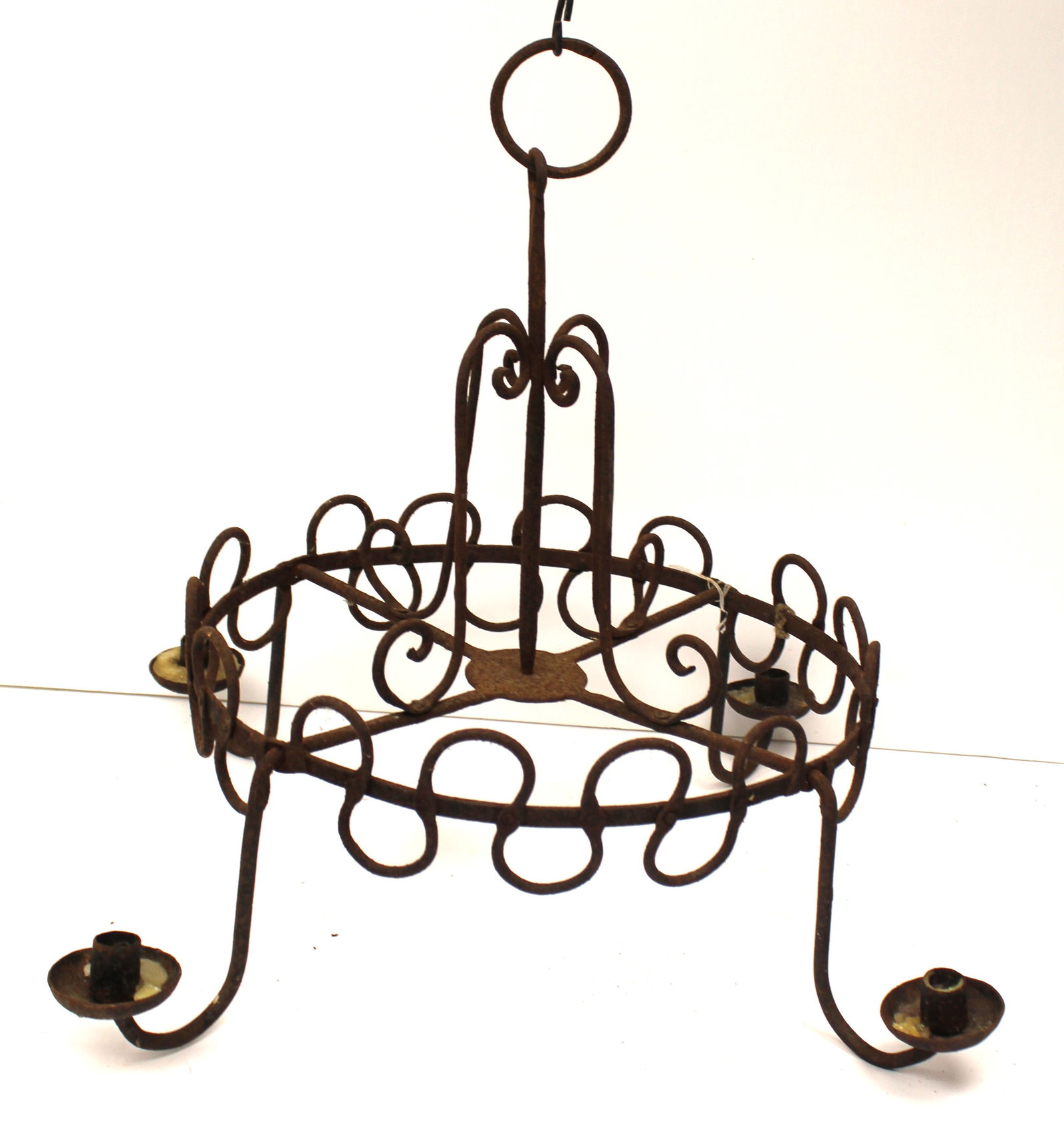 Antique style 4 arm iron candle chandelier (1 of 7)
