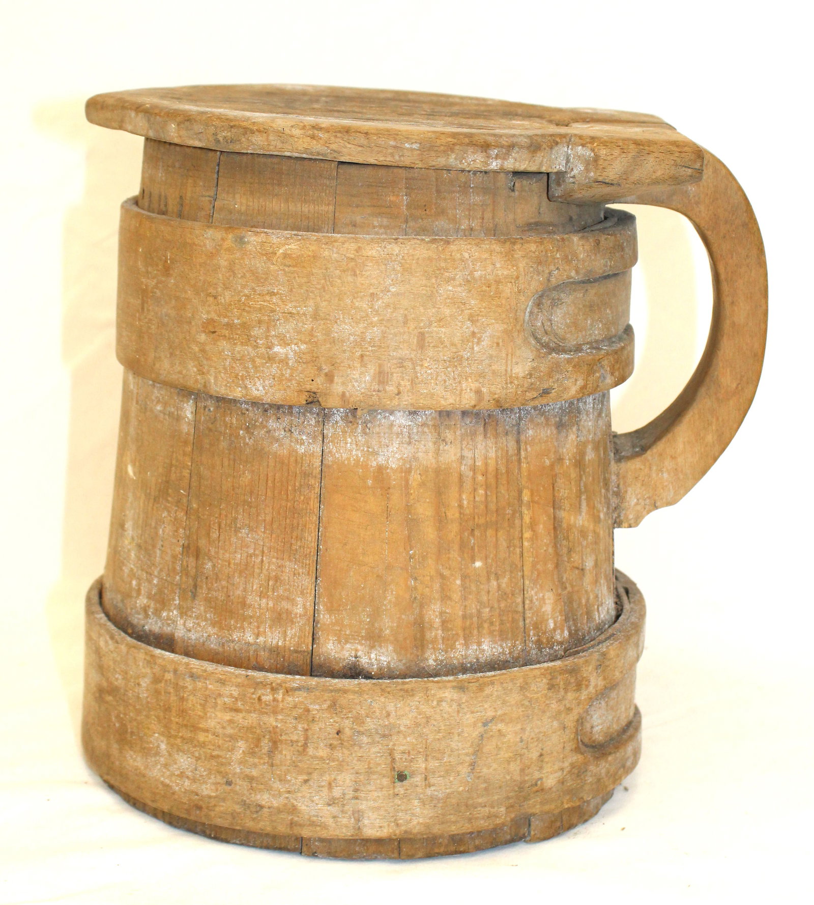 Antique wooden tankard - 8 1/2" x 9" (1 of 8)