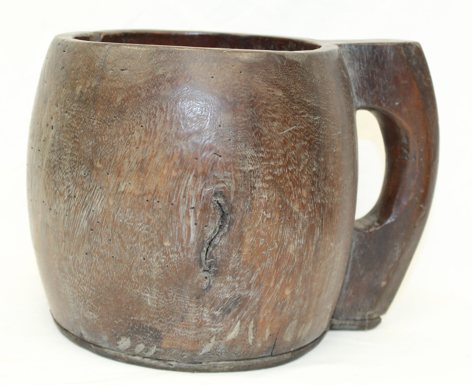 Antique large wooden tankard - 7 1/2" tall x 9 1/2" (1 of 7)