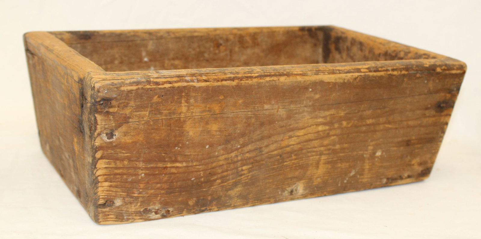 Antique wooden open top canted box - 4 1/2" tall x 14"x9 1/2" (1 of 5)