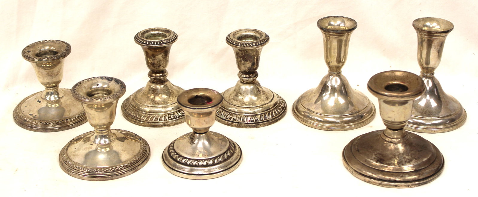 Lot of 8 sterling silver weighted candlesticks (1 of 8)