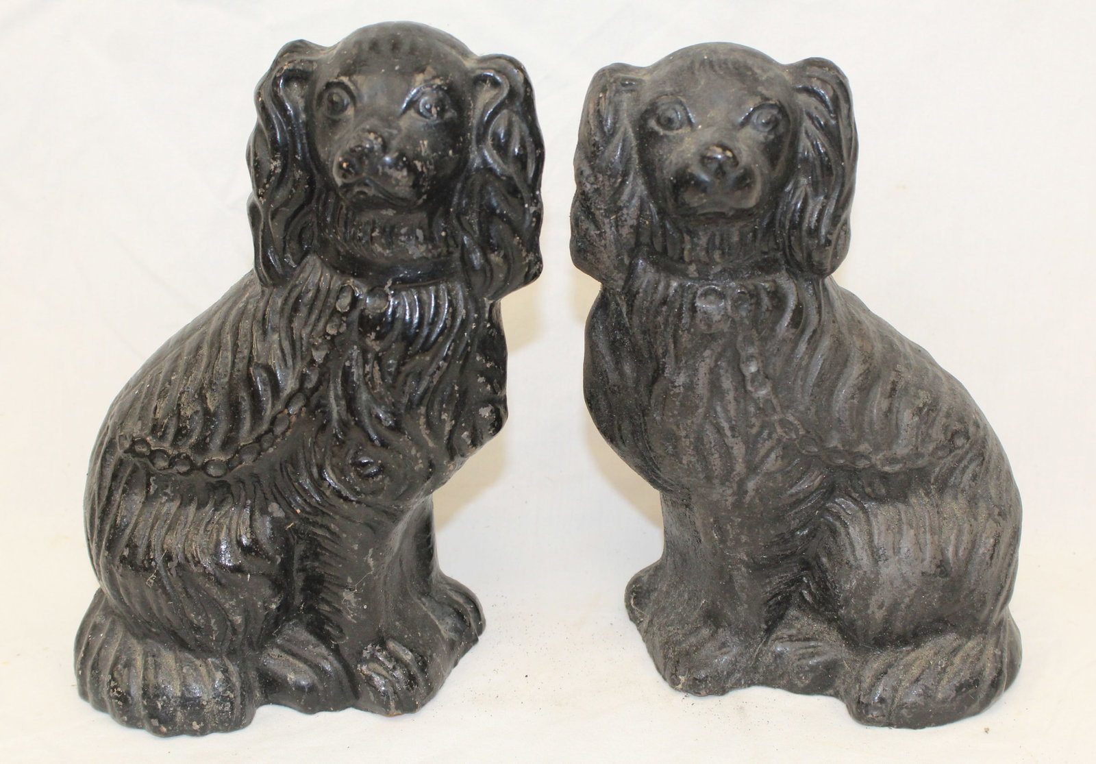 Pair of antique redware Spaniels - 8 1/2" tall (1 of 9)