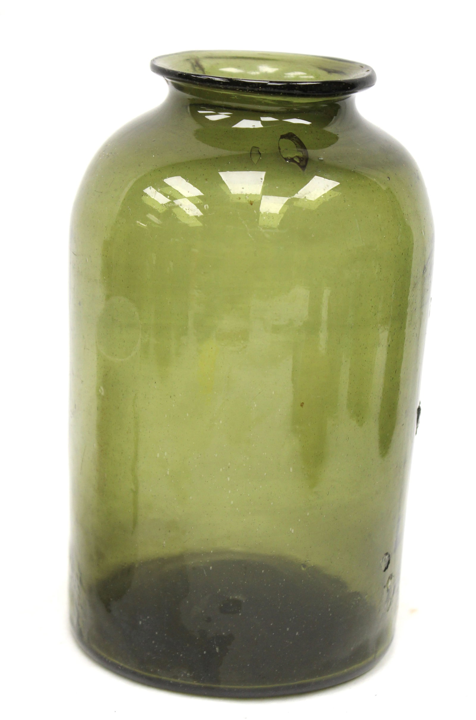 Early green glass jar - 8 1/4" tall (1 of 8)