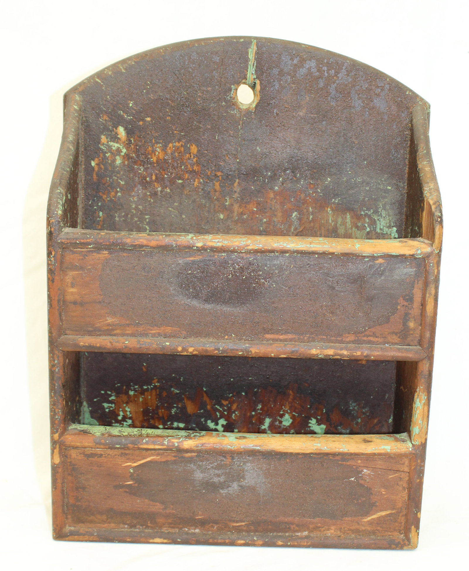 Antique 2 tiered wall box - 15" tall x 10 1/2"x3 1/2" (1 of 5)