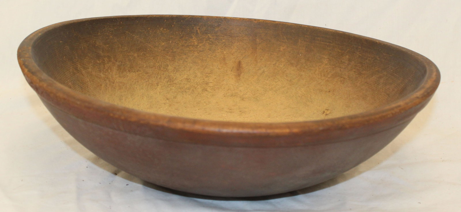 Antique wooden bowl in red paint - 14 3/4" diam (1 of 5)
