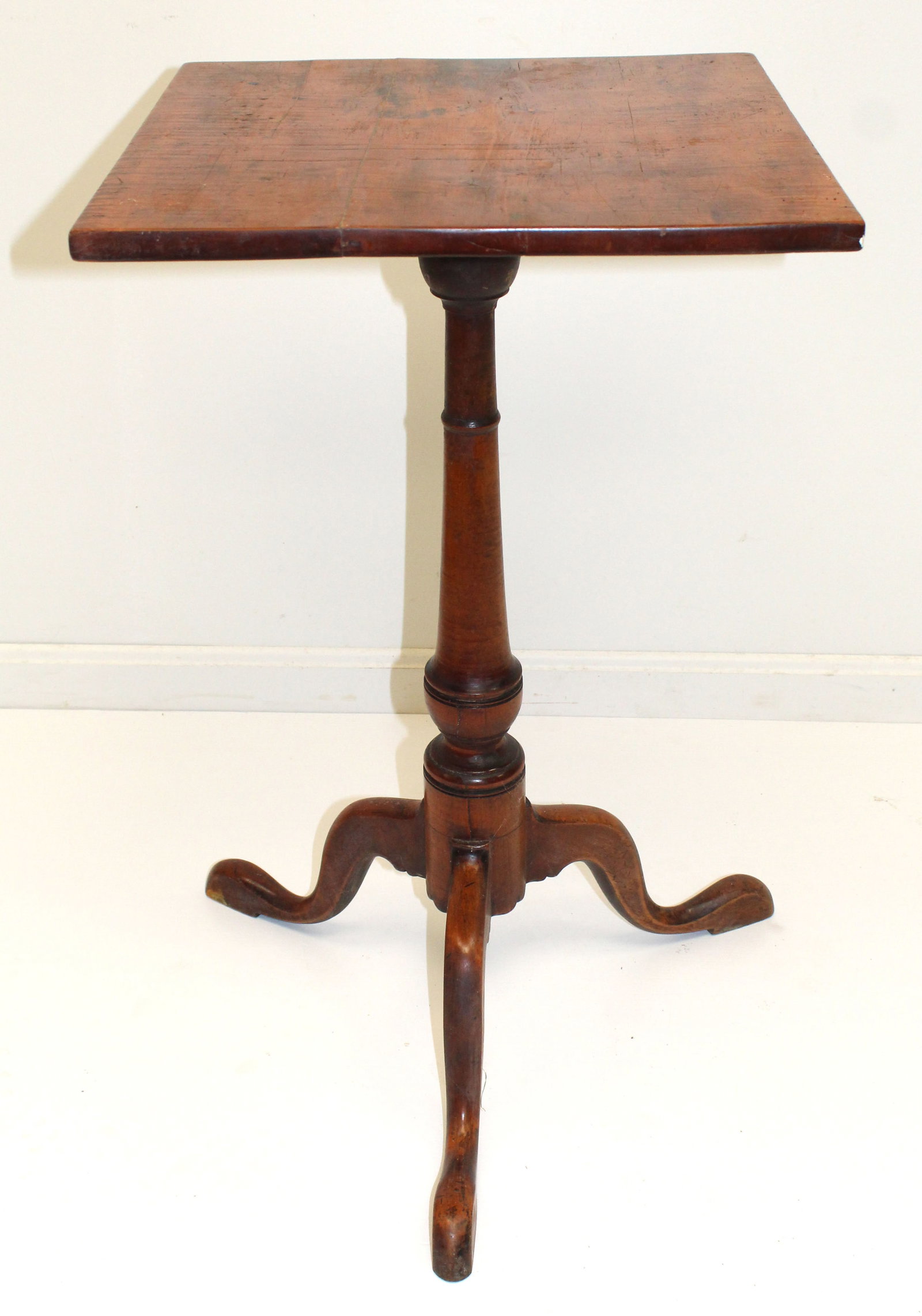 Antique candlestand w square top & snake feet - 28" tall x 16 1/2"x17" (1 of 7)