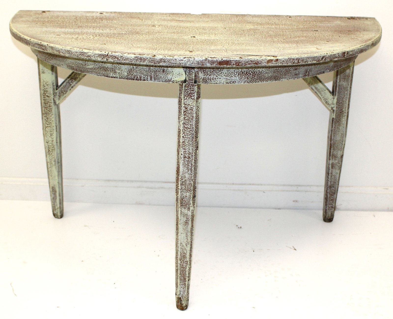Antique demi-lune table in white paint - 24" tall x 36"x19" (1 of 4)