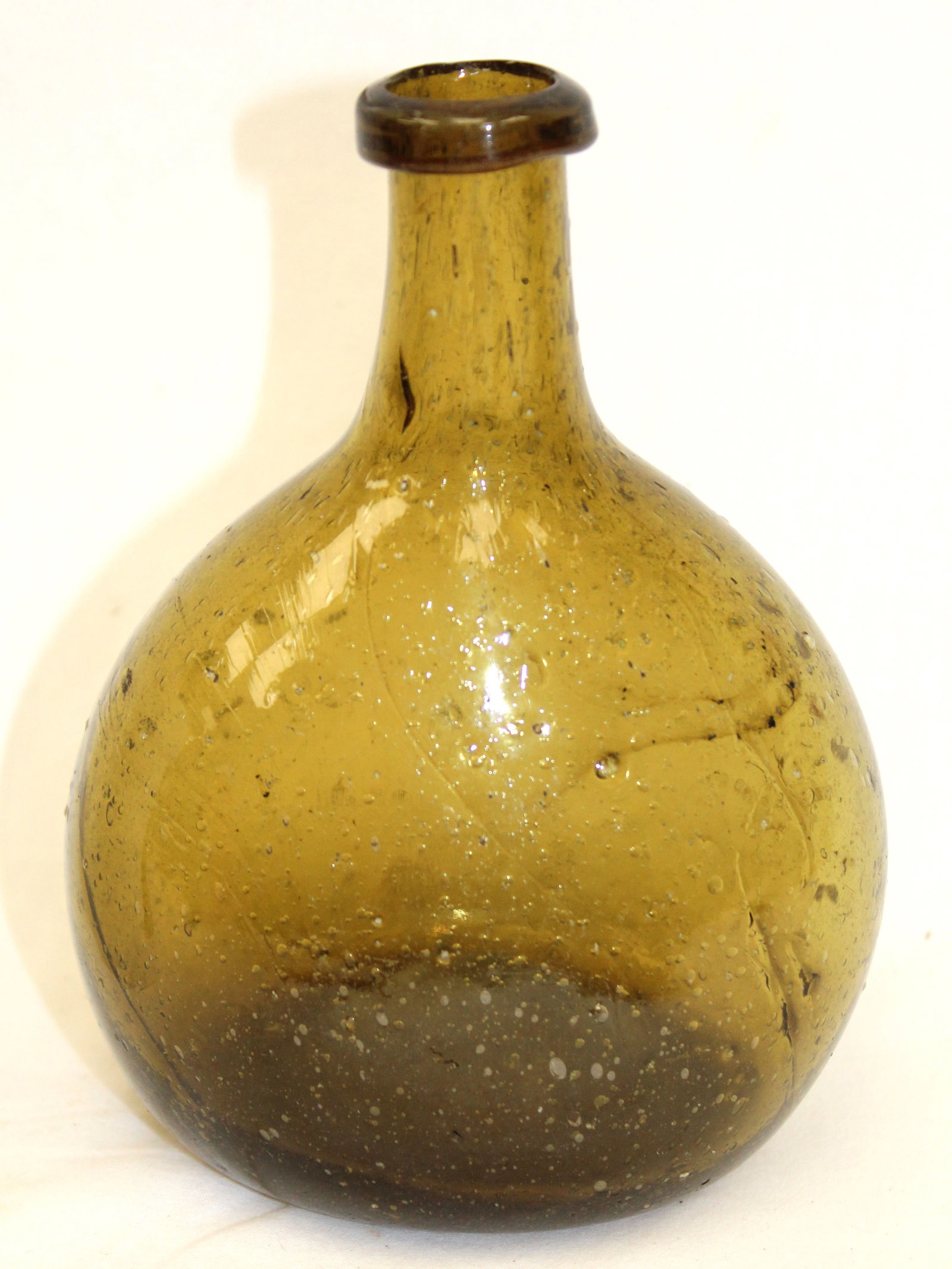Early amber/green glass small chestnut bottle - 6 1/2" tall (1 of 8)