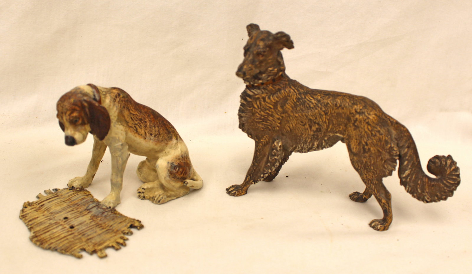 Lot of 2 Austrian cold painted bronze dogs - as found - 2 3/4" & 4" tall (1 of 6)