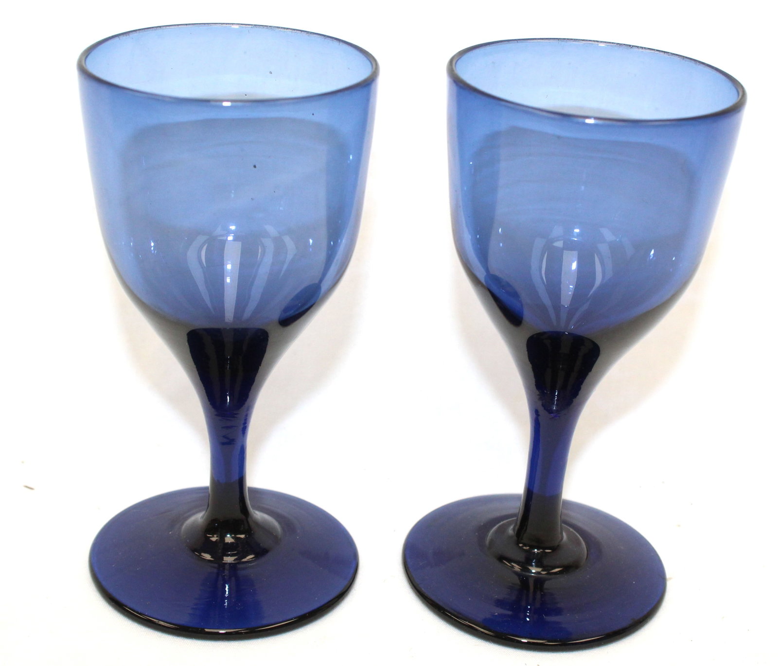 Lot of 2 early cobalt glass cordials - 4 1/4" tall (1 of 5)