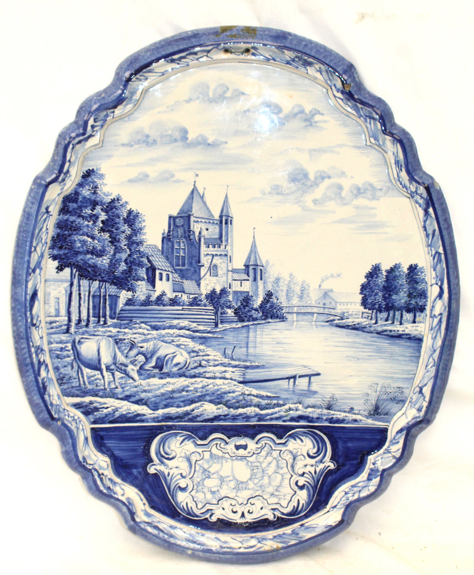 Antique Delft blue & white wall plaque - 22"x19" (1 of 7)