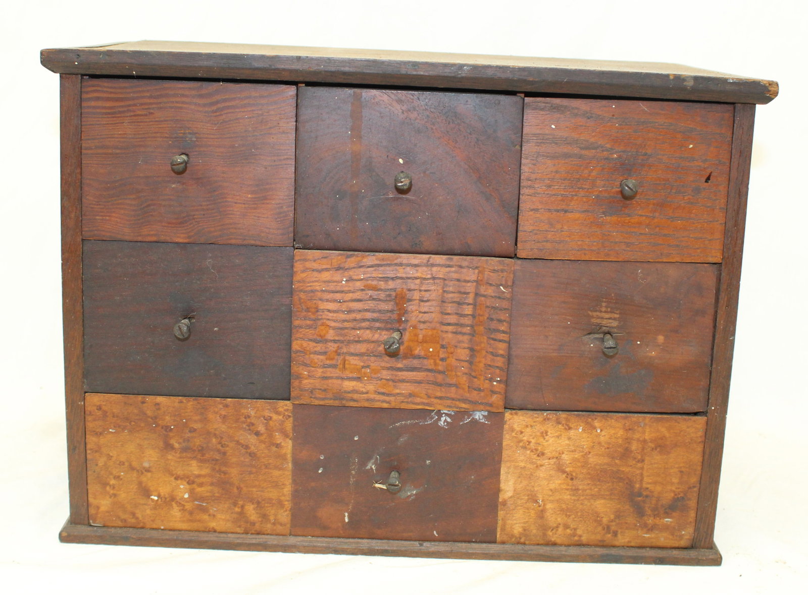 Antique 9 drawer spice chest - 9 1/2" tall x 13 1/2"x 7 1/2" (1 of 6)