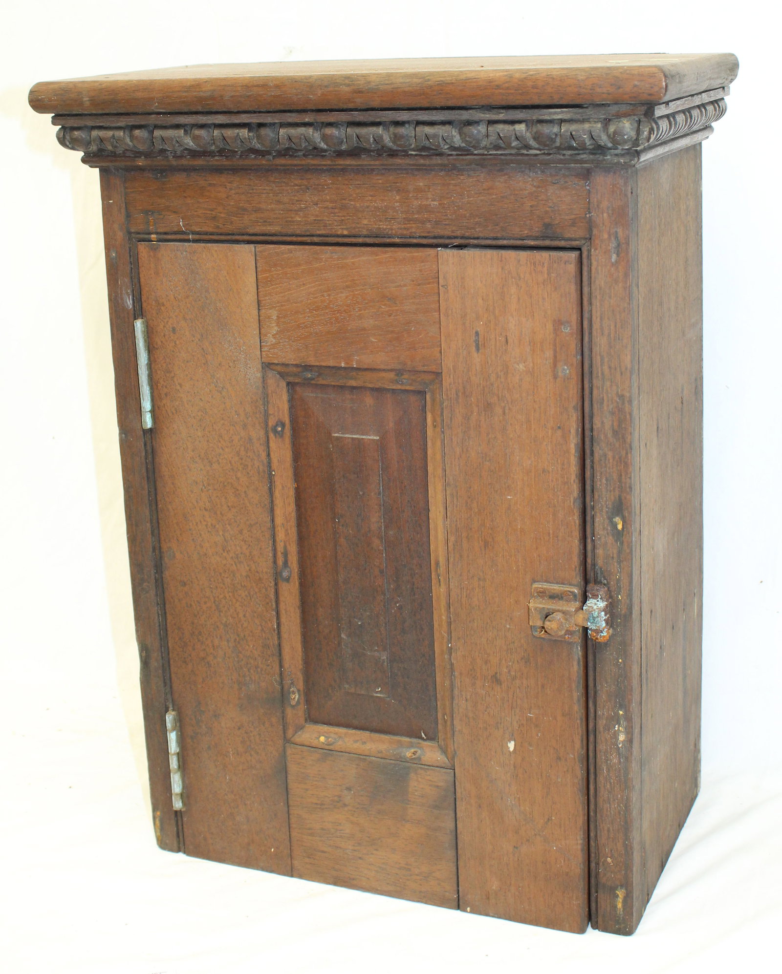 Antique 1 door wall cupboard w shelf interior - 22" tall x 16"x8" (1 of 5)