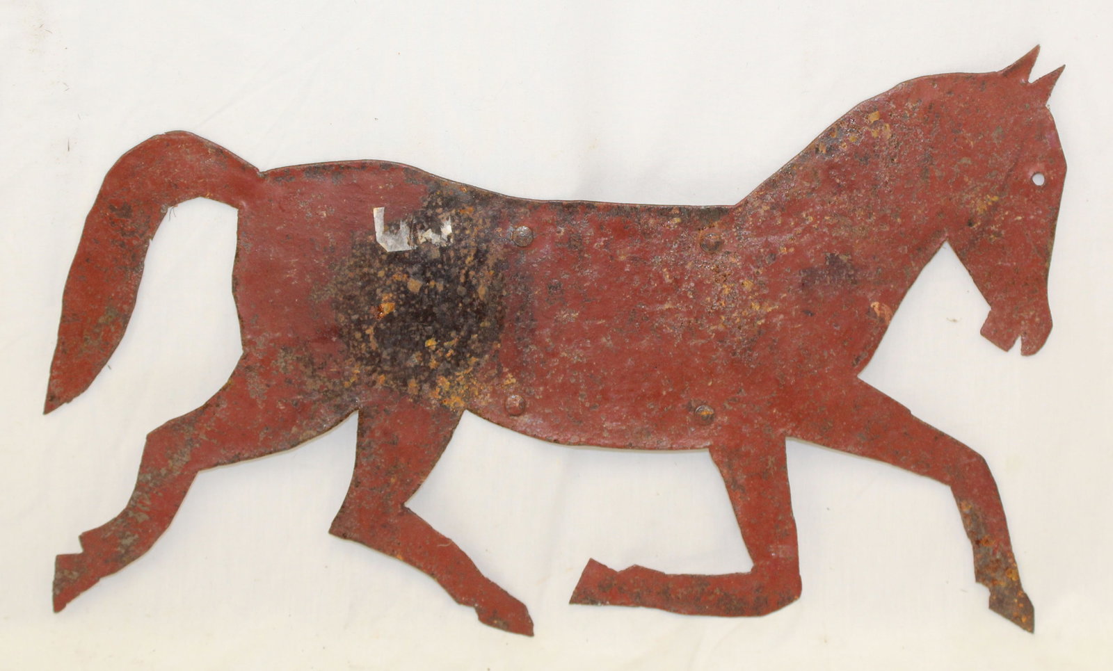 Antique sheet iron horse weathervane in red paint - 11" tall x 18" long (1 of 5)