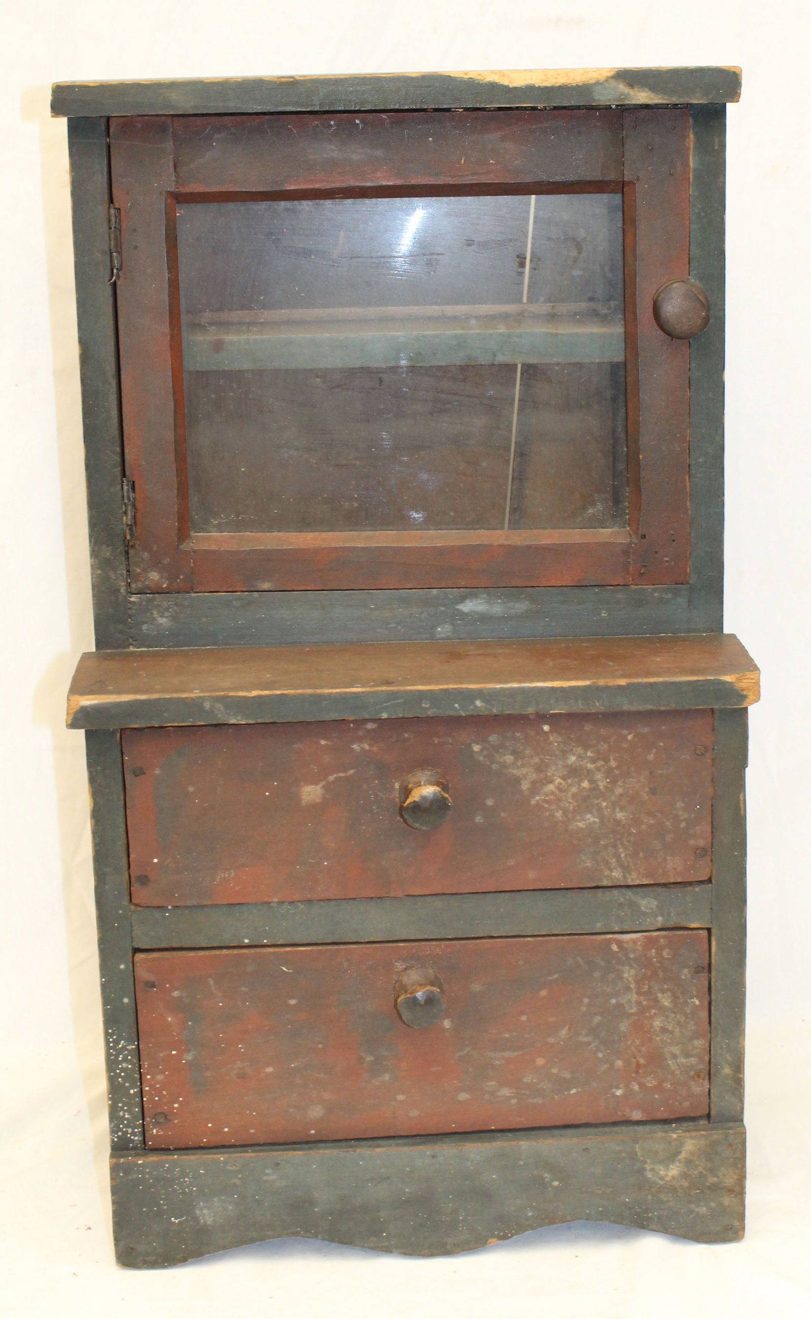 Antique child size stepback cupboard - 25" tall x 14"x8" (1 of 7)