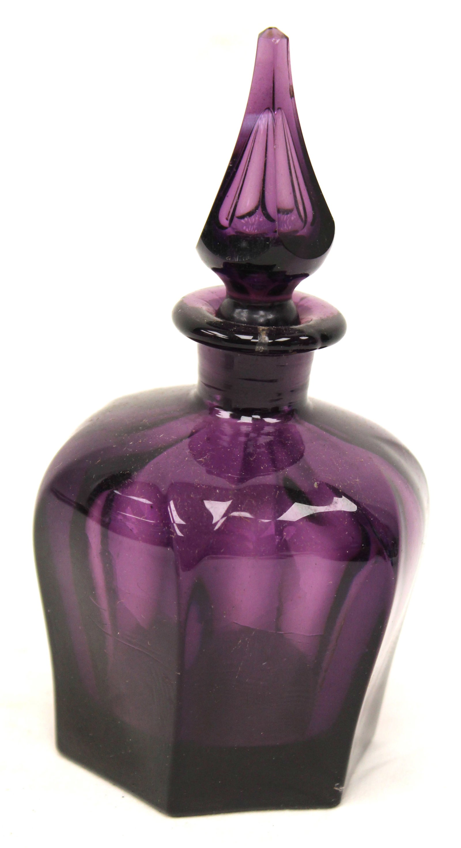 Early amethyst glass perfume bottle - 6 1/2" tall (1 of 7)