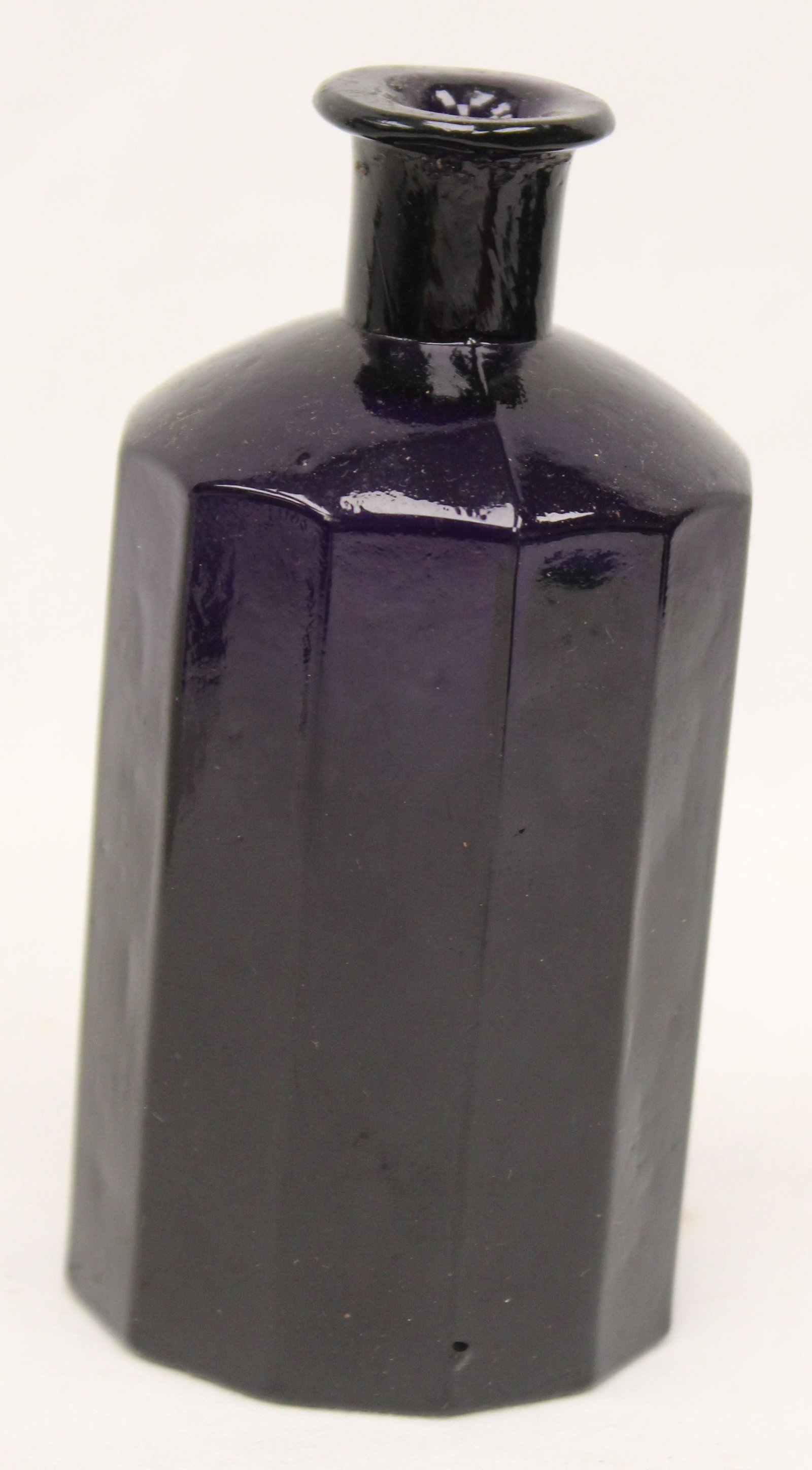 Early 12 sided amethyst glass small bottle - 4 3/4" tall (1 of 6)