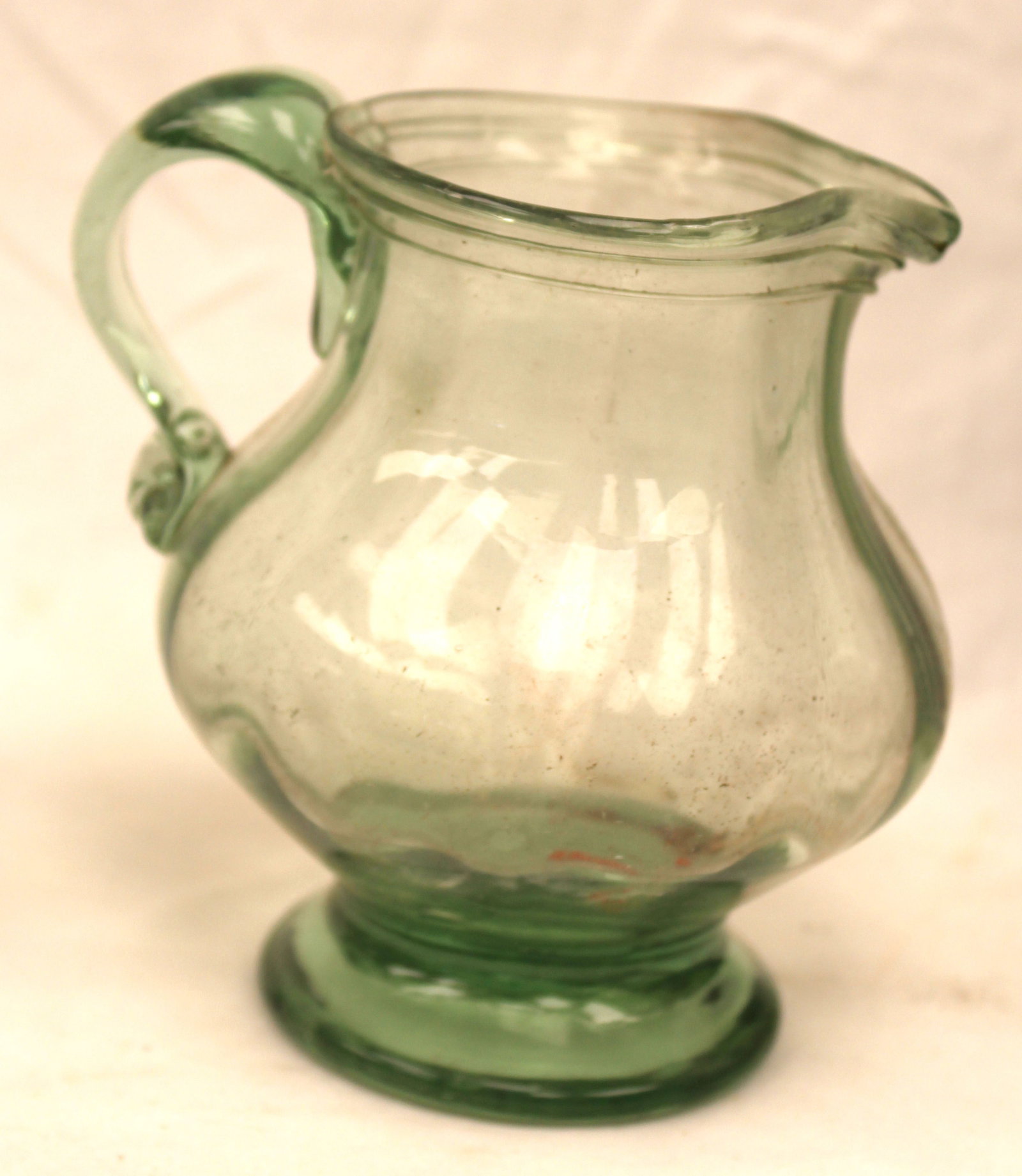 Early aqua glass pitcher/creamer - 5" tall (1 of 10)