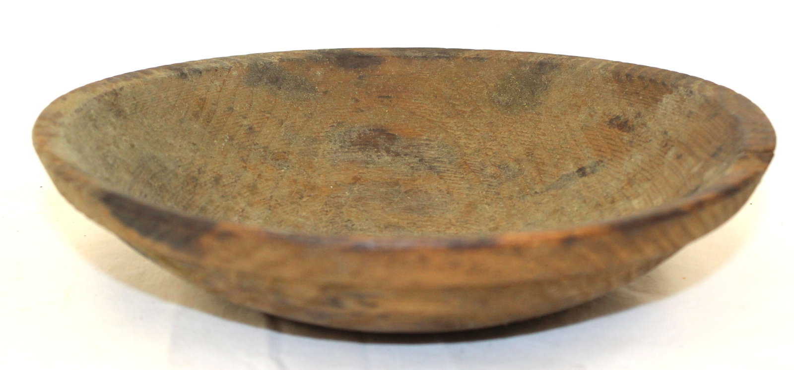 Antique wooden bowl w traces of green paint - 8 1/2" diam (1 of 5)