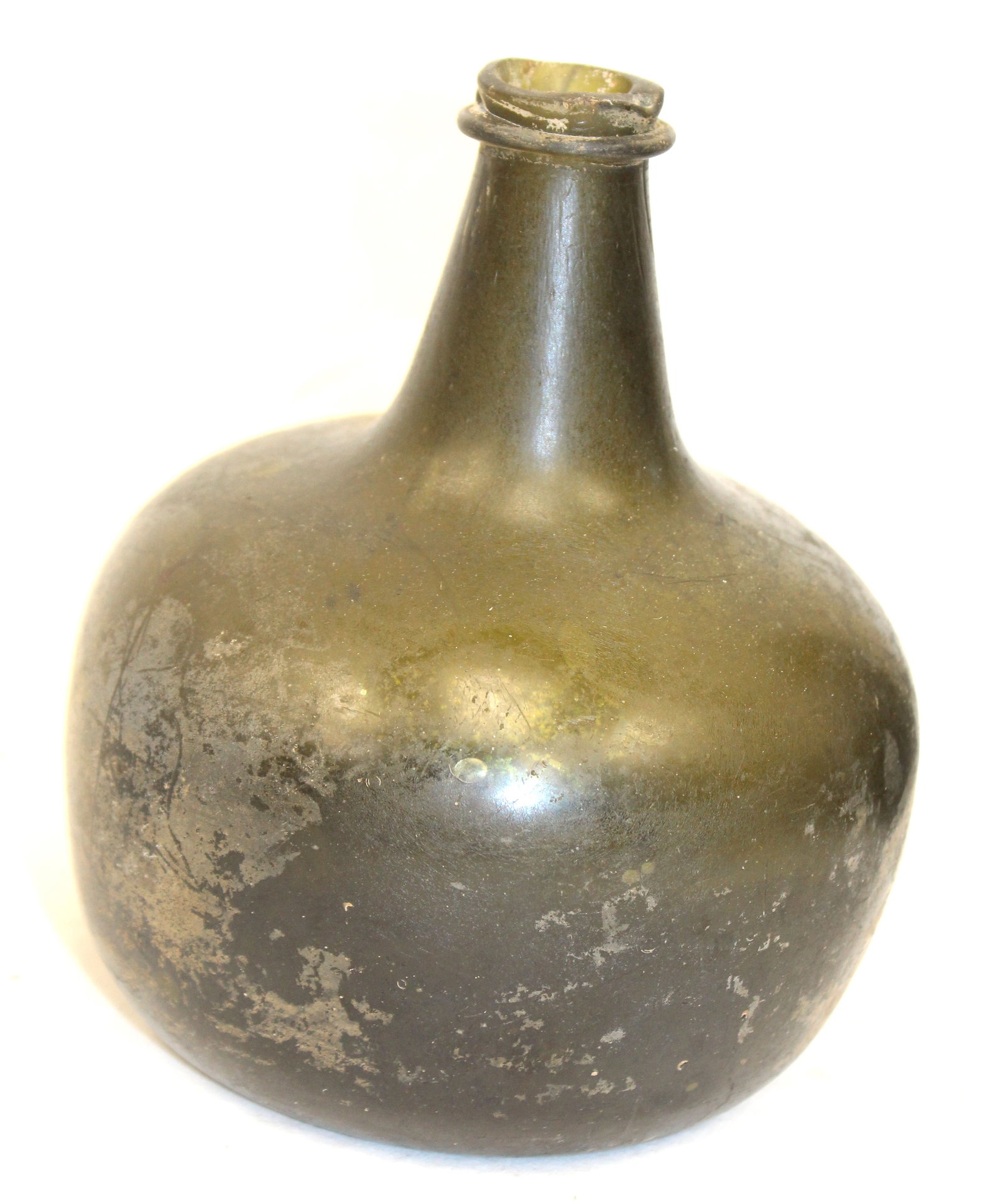 Early green glass onion bottle - 6" tall (1 of 7)