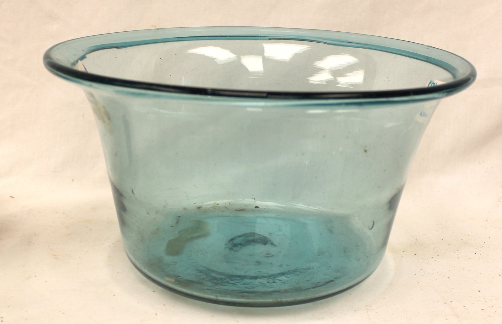 Early aqua glass bowl - 5 1/2" tall x 10 1/2" diam