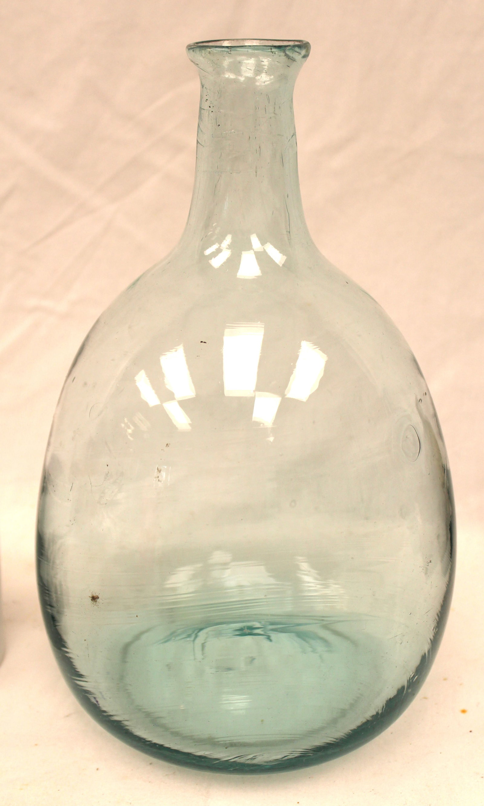 Early aqua glass bulbous bottle - 11 1/4" tall (1 of 6)