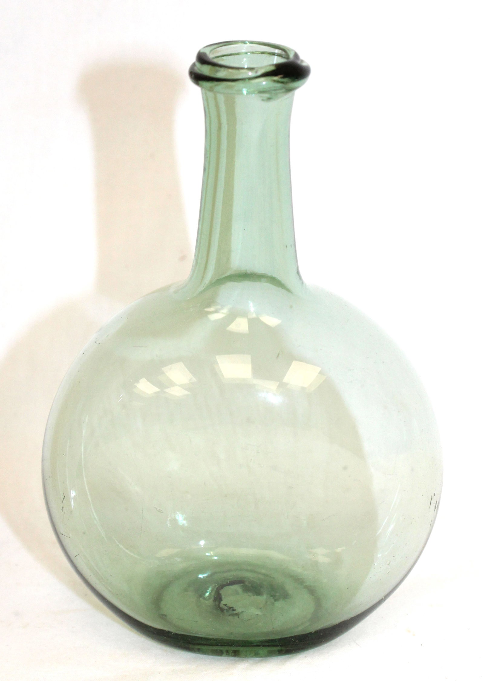 Early aqua glass small chestnut bottle - 5" tall (1 of 7)