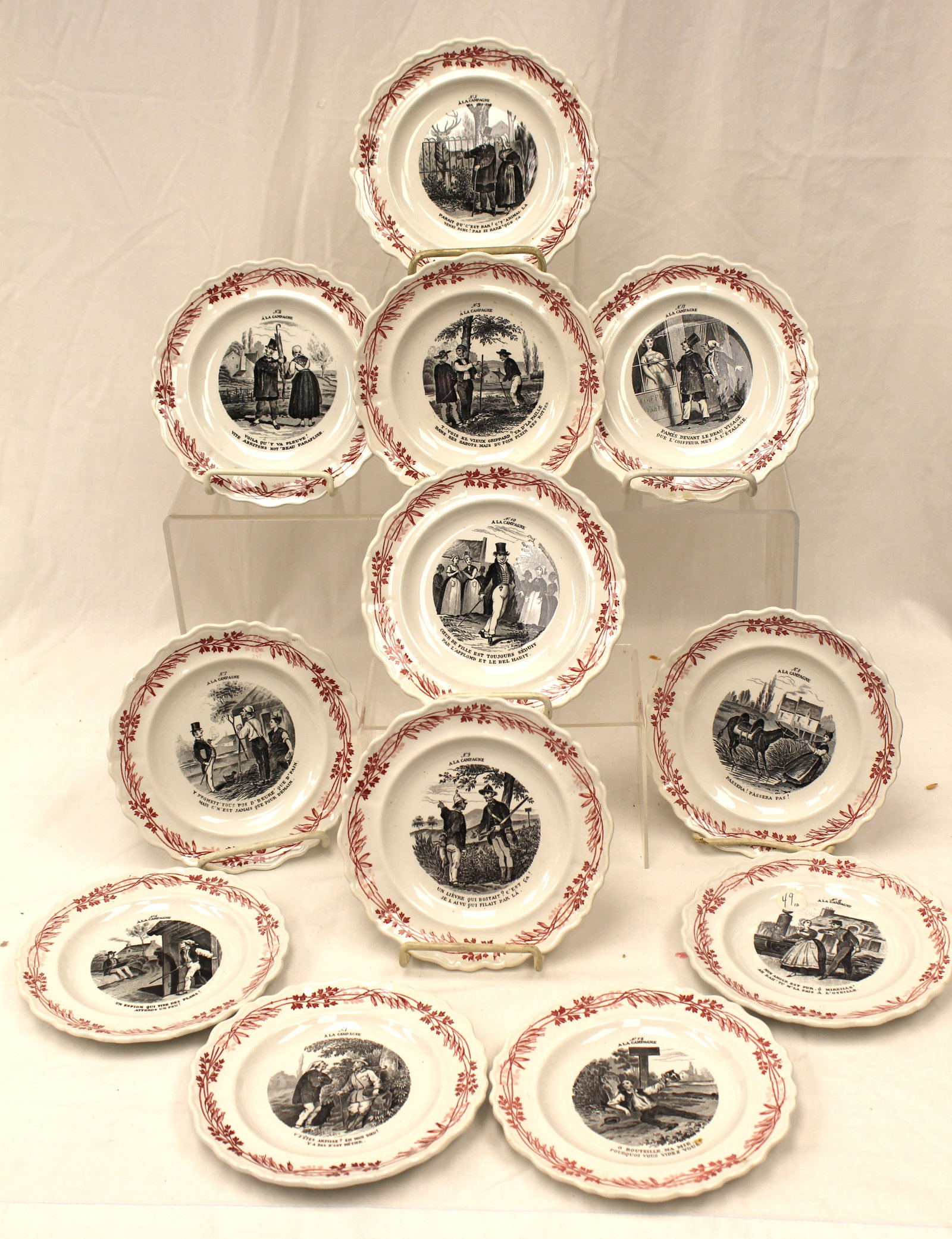 Set of 12 antique French Creil et Montereau Terre De Fer plates - 6 1/2" diam (1 of 15)