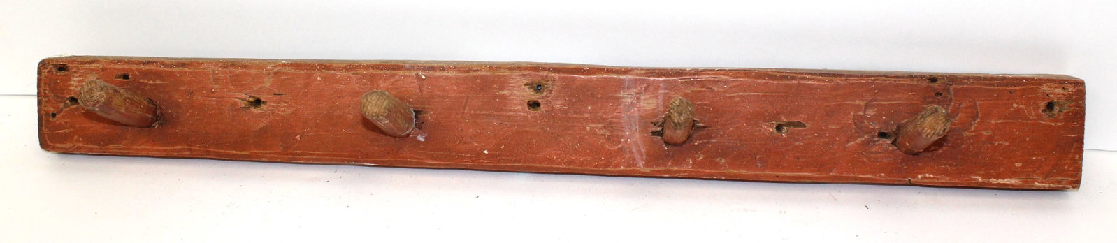 Antique peg rack in red paint - 30" (1 of 7)
