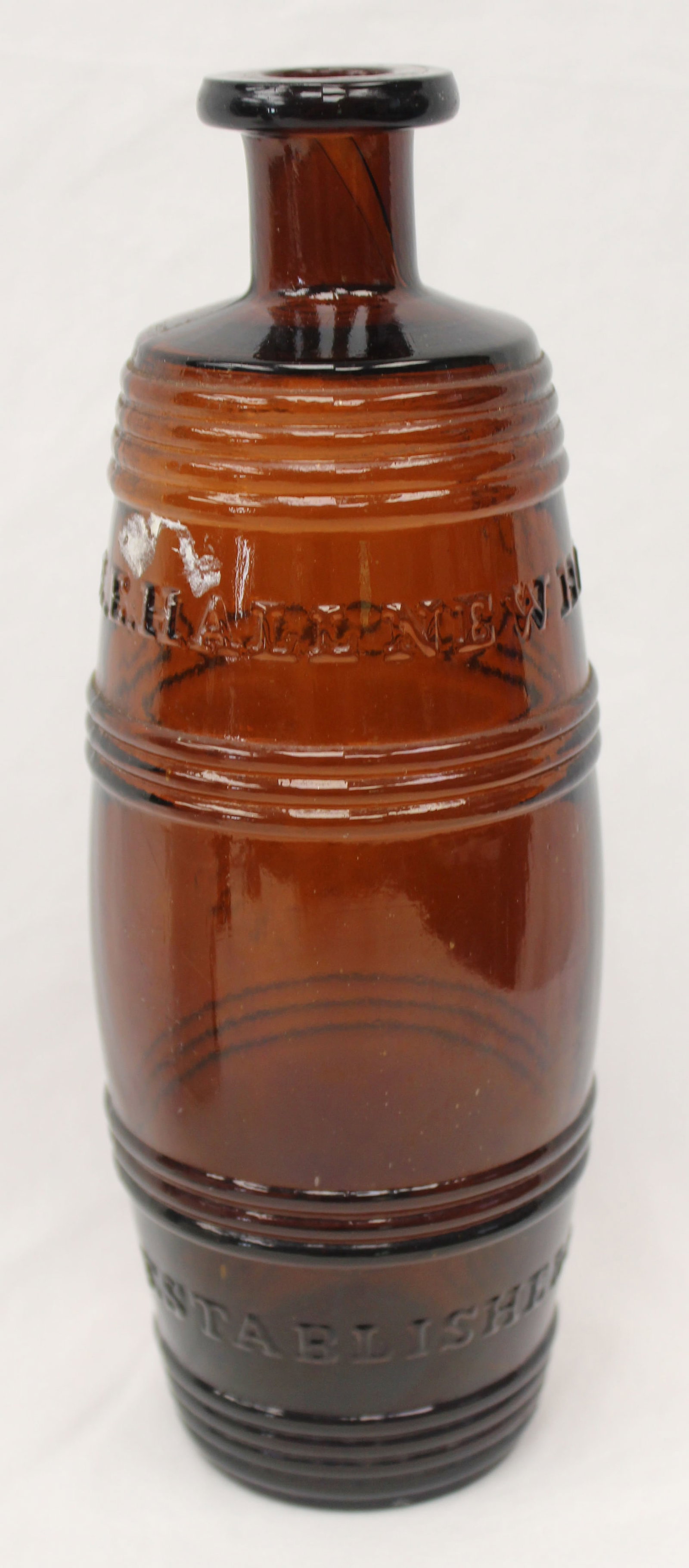 Early amber glass Hall's Bitters bottle - 9" tall (1 of 9)