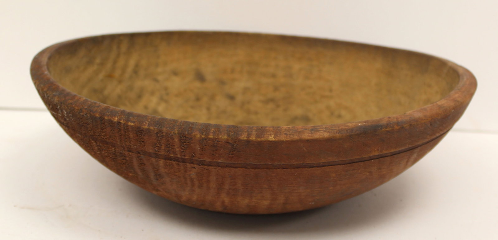 Antique wooden bowl in red paint - 13" diam (1 of 3)