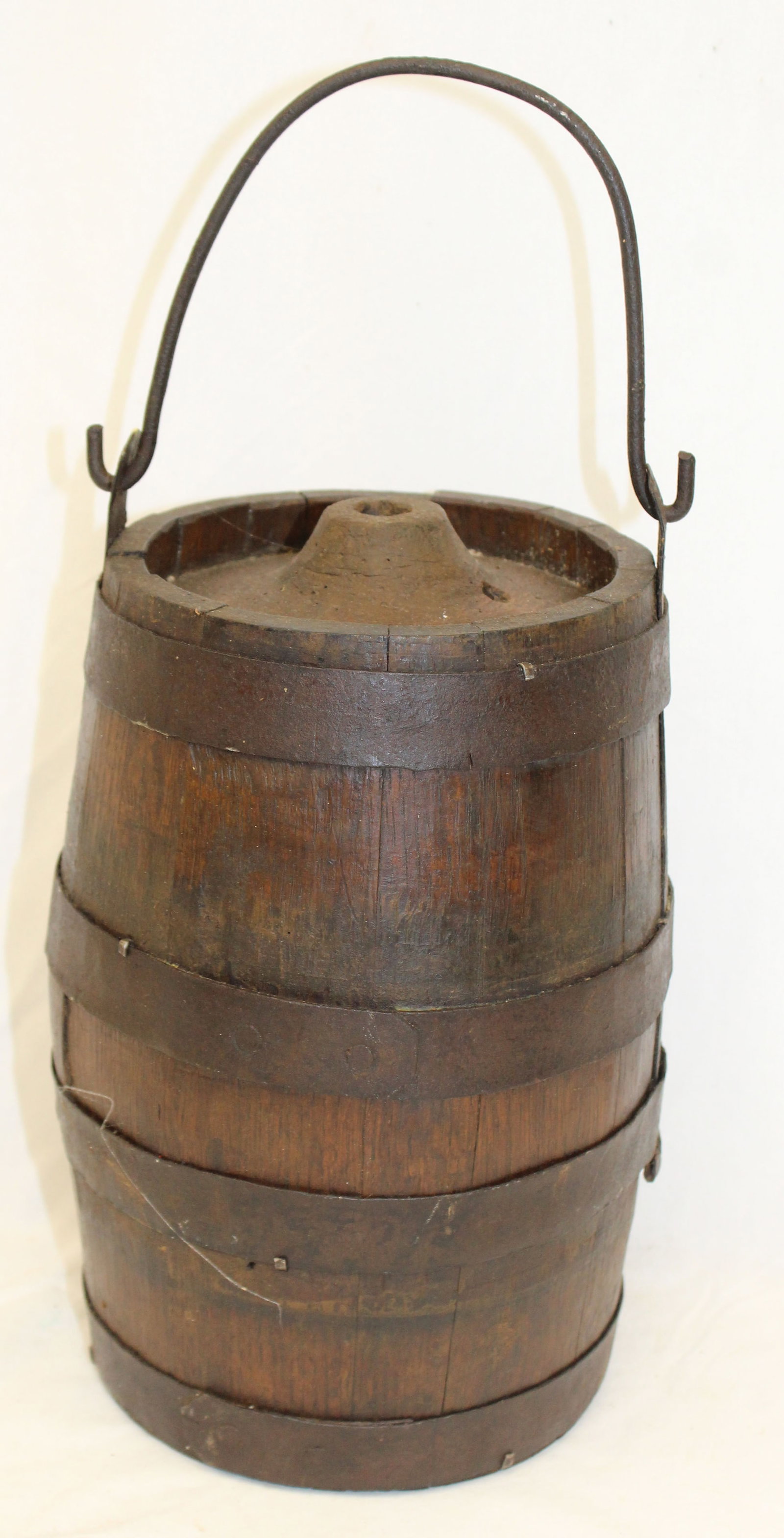 Antique wooden iron banded keg - 11" (1 of 5)