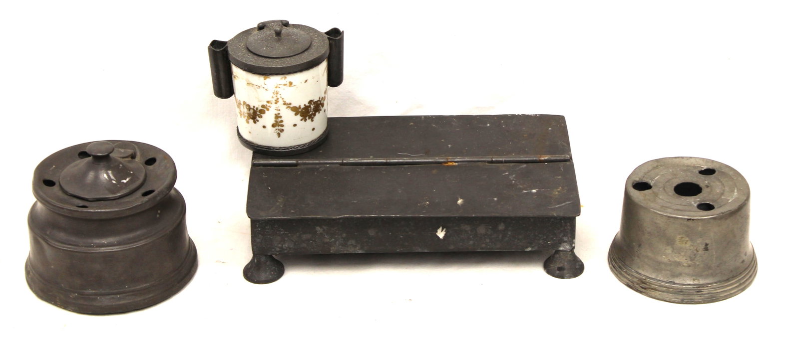 Lot of 4 pewter inkstands - 2 1/2" - 8 1/2" (1 of 7)