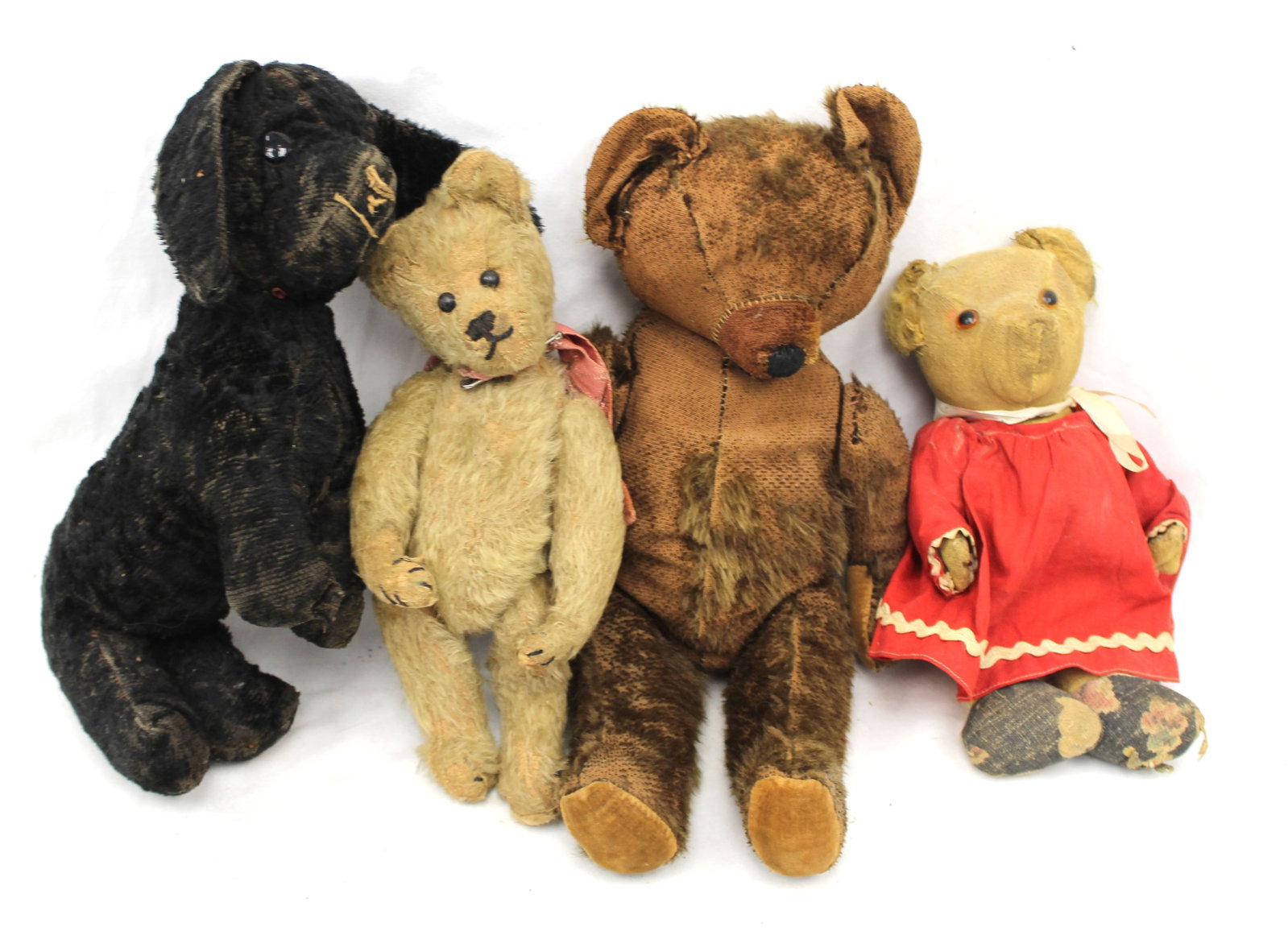 Lot of 4 vintage/antique stuffed animals - 10" -16" tall (1 of 6)