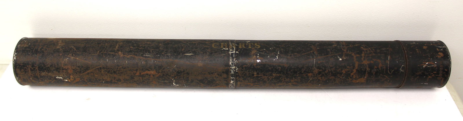 Antique tin cylinder map case: Antique tin cylinder map case