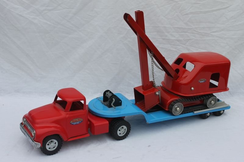 fine 1956 Tonka Shovel & Carryall #120 complete w rare: fine 1956 Tonka Shovel & Carryall #120 complete w rare orig loading ramps - 26" long
