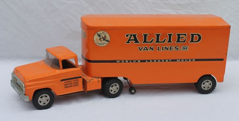 fine 1961 Tonka "Allied Moving Van" #39 (private: fine 1961 Tonka "Allied Moving Van" #39 (private label)- 24" long