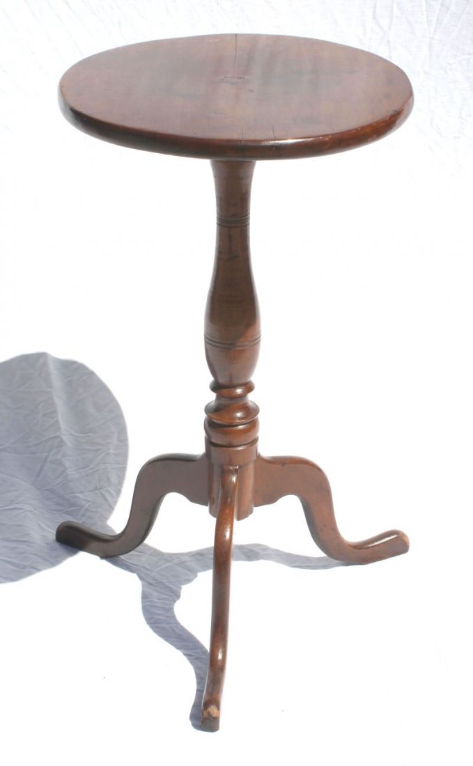 ca 1790 CT cherry oval top snake ft candlestand - note: ca 1790 CT cherry oval top snake ft candlestand - note Windsor type splined construction - 18 1/4"x14 1/4" x 25" tall