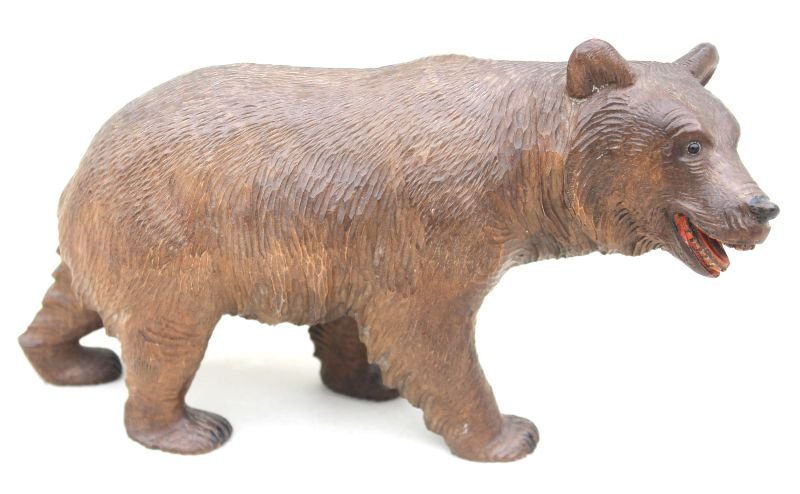 antique Black Forest 10" long x 6" tall lumbering bear: antique Black Forest 10" long x 6" tall lumbering bear w glass eyes - great condition