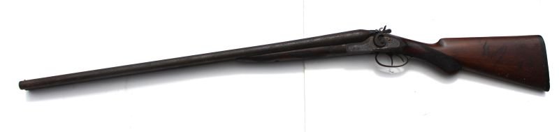ca 1860-1880 American Gun Co (NY) 16 guage percussion: ca 1860-1880 American Gun Co (NY) 16 guage percussion cap dbl rabbit ear shotgun w walnut checkered stock - 46 1/2" long