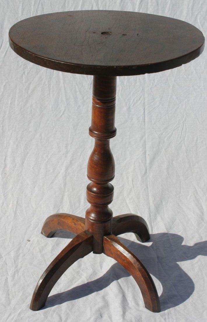 late Pilgrim C ca 1690-1710 MA walnut, ash & maple rare: late Pilgrim C ca 1690-1710 MA walnut, ash & maple rare arched X based candlestand in a wonderful state of preservation considering its age - 16 1/4" diam top